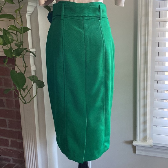 Ann Taylor Belted Seamed Pencil Skirt Kelly Green - Picture 4 of 9